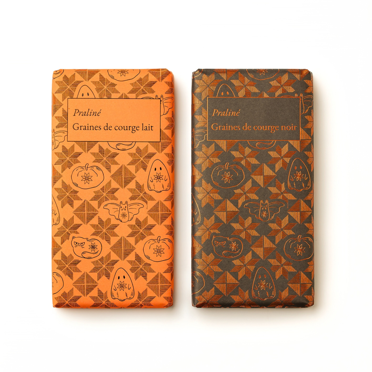Tablette chocolat praliné graine de courge noir