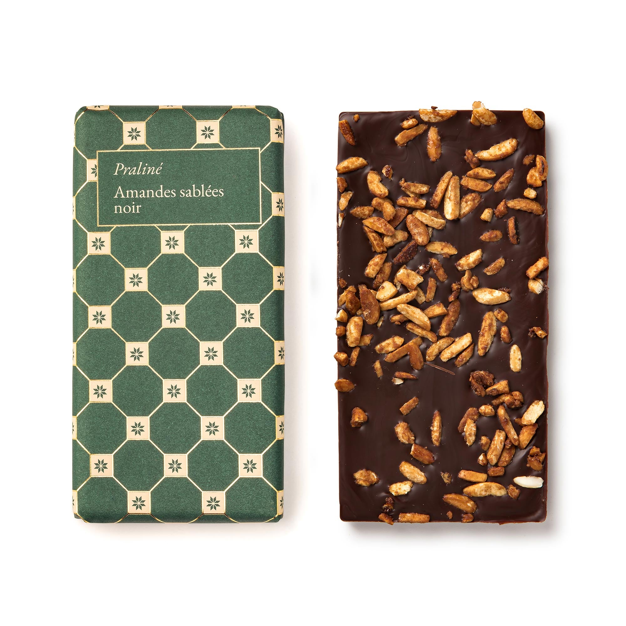 Tablette chocolat praliné amandes sablées noir