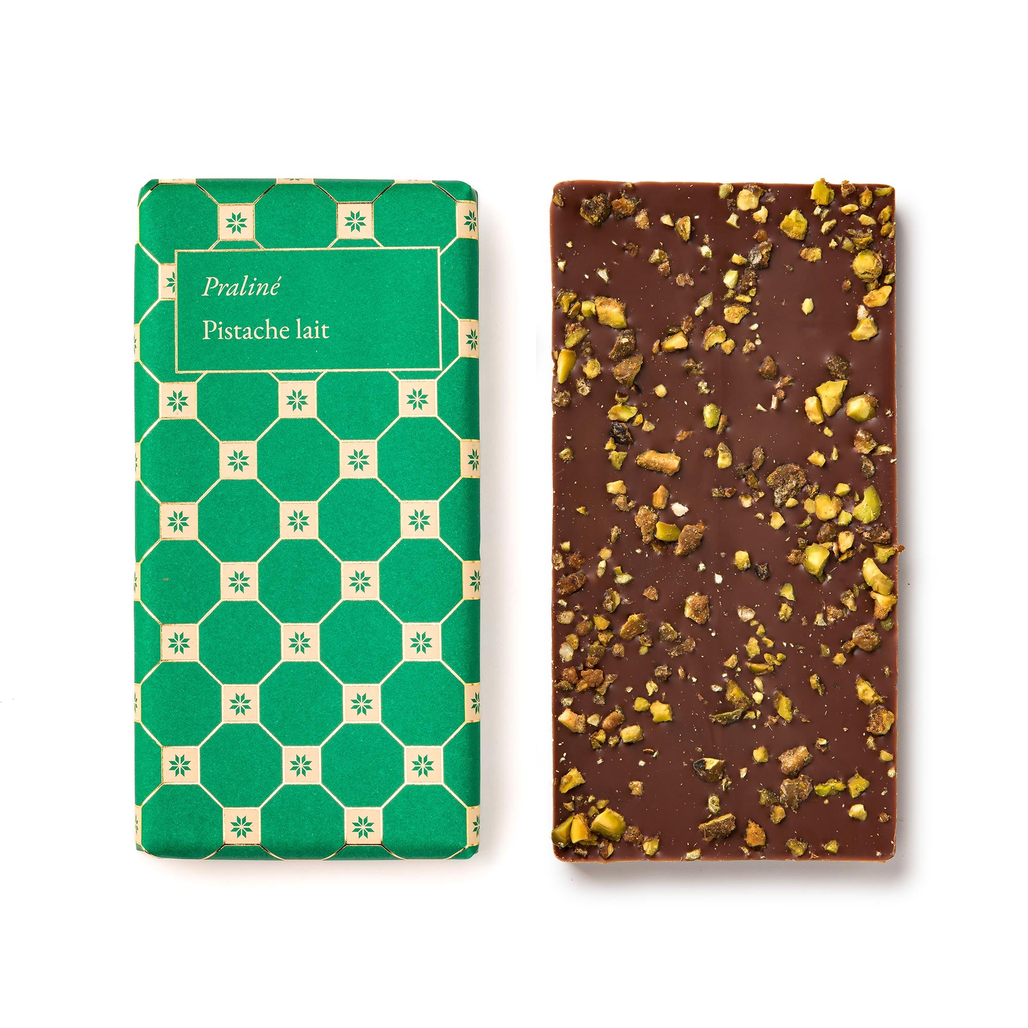 Tablette chocolat praliné pistache lait